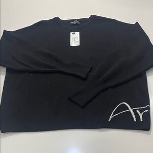 ARIA Black Sweater with White Detail